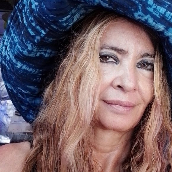 Blues Roses One Of A Kind Silk Washable Hat Large Rim That Stays Up K - Picture 11 of 16